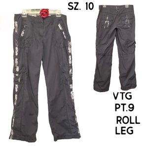 Apt.9 Y2K VTG. GRAY SZ 10 CONVERTIBLE CARGO PANTS CONTRASTING FABRIC GRANOLA